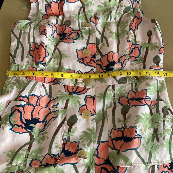 Tory Burch Pink Print Dress. Sleeveless with Button Front. Size 10 - Picture 8 of 9